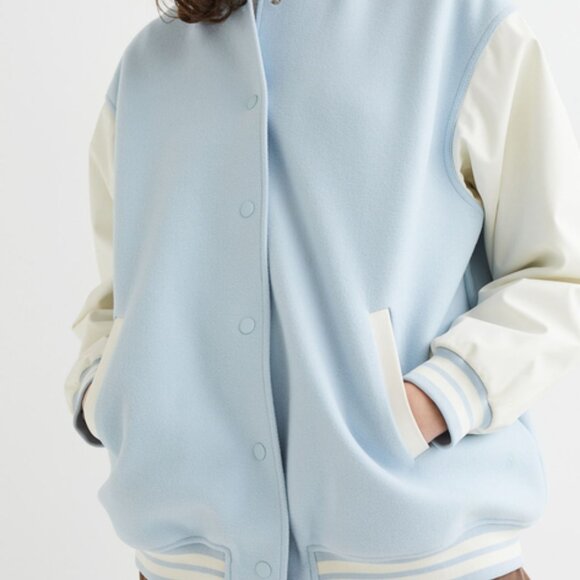 New H&M Divided Blue and White Varsity Jacket - Picture 3 of 4